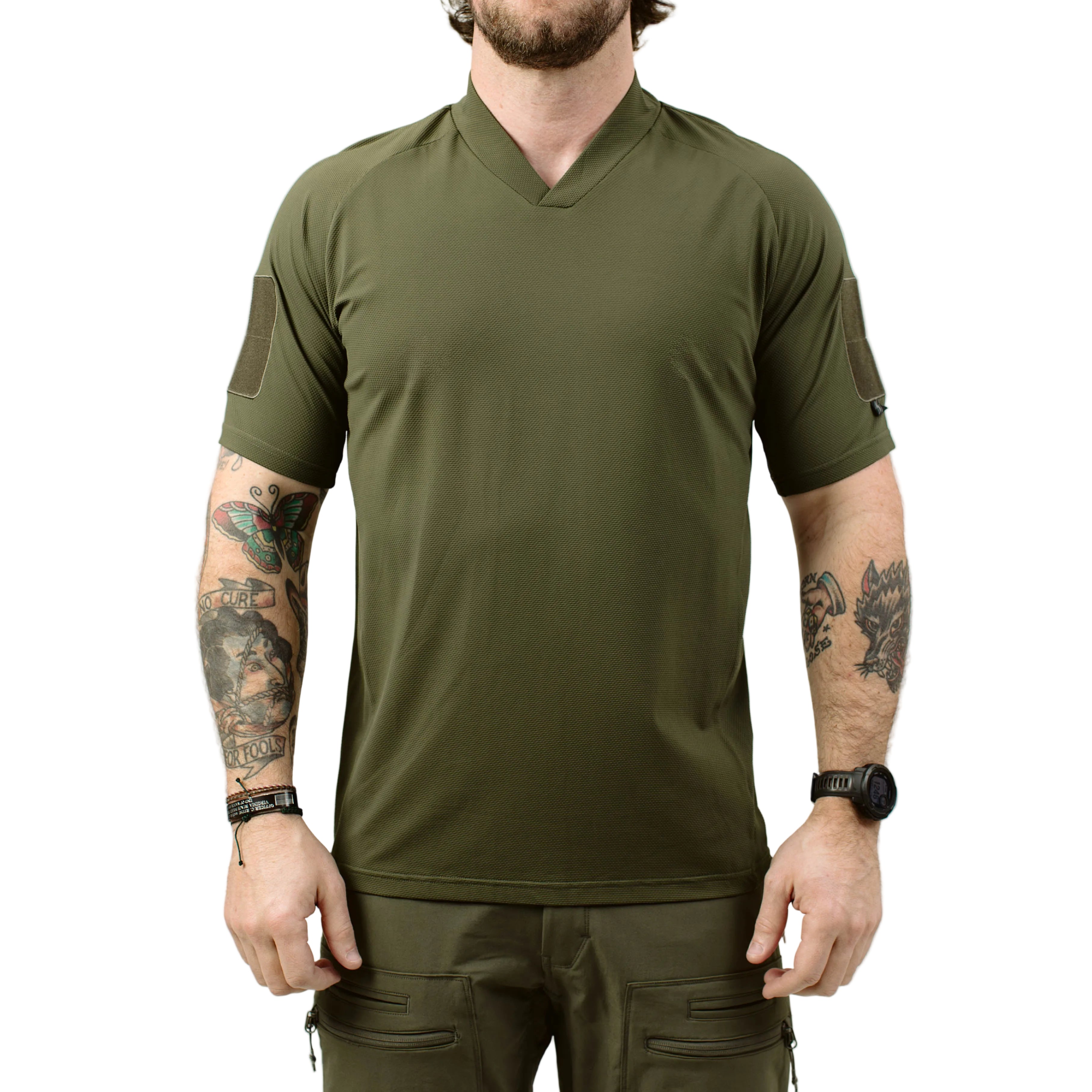 TD OSS Top Short Sleeve in Ranger Green tactical short sleeve combat base layer built for hot weather range training, operator field use, and professional duty wear under plate carriers, lightweight shooter shirt designed for airflow and mobility