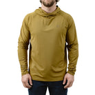 TD Outdoor Tiger Shark Sun Shirt in Arrowwood colorway front view, lightweight tactical sun hoodie with UPF 50 Blocktech UV defense, breathable 4 way stretch fabric built for desert heat, range days, and extended outdoor exposure