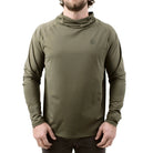 TD Outdoor Tiger Shark Sun Shirt in Ranger Green front facing product shot, lightweight tactical hooded sun shirt with UPF 50 UV protection and moisture wicking stretch fabric built for range training, rucking, and hot weather field use