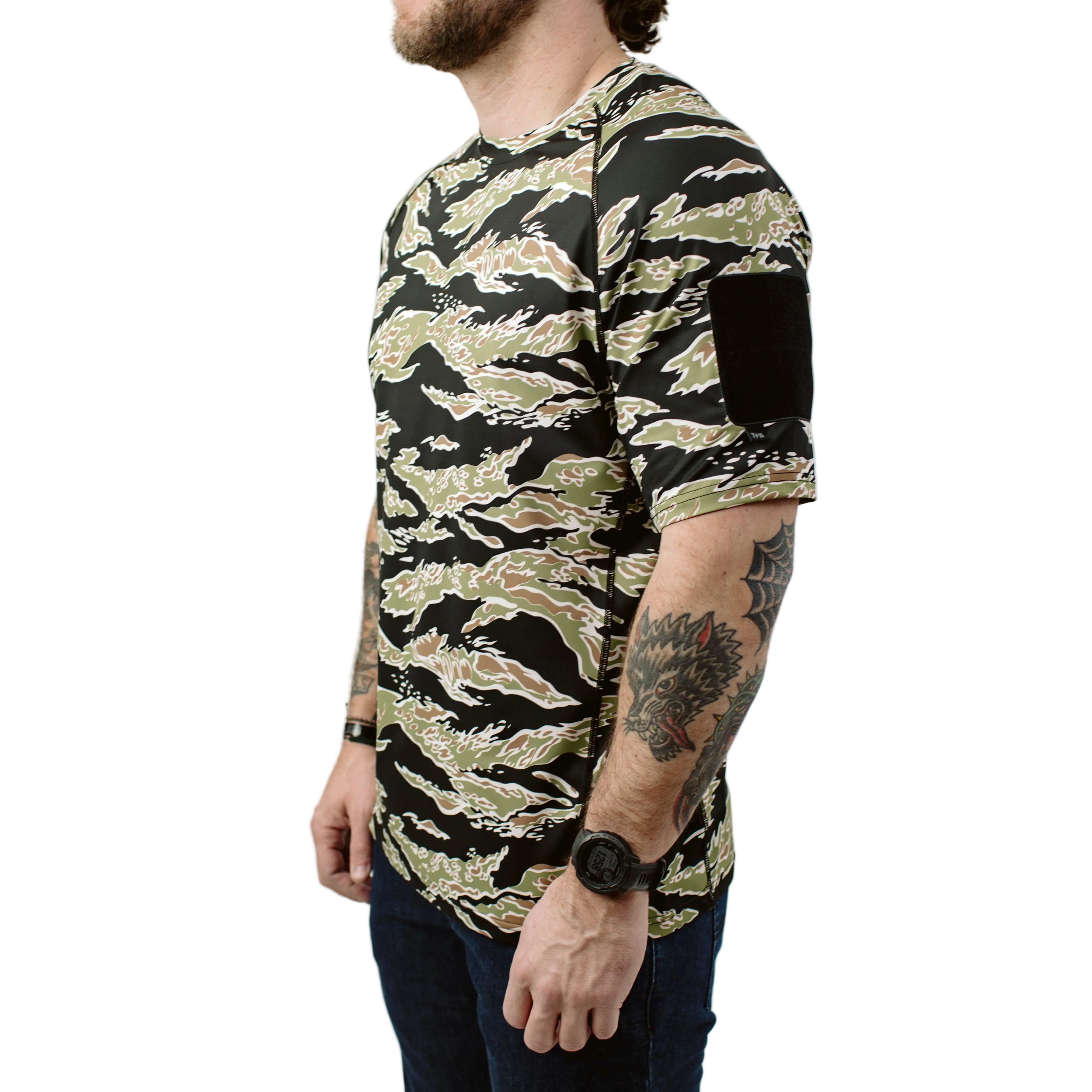 TD Short Sleeve Range Shirt Golden Tiger raglan shoulder seam detail engineered for unrestricted movement under kit
