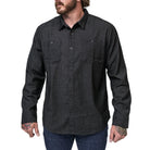 Front view of the black TD Stretch Flannel Work Shirt, a soft and comfortable tactical flannel built for Range Day and rugged workwear durability.