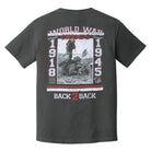 Back of the TD World Champs Tee featuring a large distressed patriotic "World Champs" boxing poster graphic celebrating American independence on a charcoal short sleeve t-shirt.