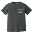 Front of the TD World Champs Tee featuring a small vintage-inspired "World Champs" patriotic graphic on a charcoal short sleeve t-shirt.