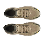 Top-down view of the Under Armour UA Charged Valsetz Mid Tactical Boots in Bayou showing the lacing system, collar shape, padded tongue, and overall boot geometry. Highlights the ergonomic mid-cut fit, breathable synthetic upper, and supportive design engineered for tactical mobility, long hours on foot, and multi-terrain performance.