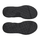 Bottom sole view of the Black UA Stellar Mid Tactical Boots showing the slip resistant rubber lug outsole pattern designed for secure traction on wet, uneven, and duty related surfaces.