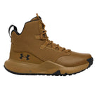 Side view of the UA Stellar Mid Tactical Boots in Coyote showing the breathable textile upper, durable forefoot, and Micro G cushioning midsole built for tactical operations and long hours on foot.