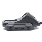 Unity AXON SYNC black remote switch showing cable routing and rail clamp design for tactical rifle setup