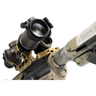 Unity FAST LPVO Scope Mount installed on rifle with LPVO optic | Heads-up shooting position, clip-on NVG compatible mount