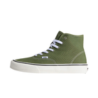 Green high-top sneaker with white laces on a white background