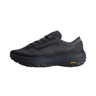 Black running shoe on a white background