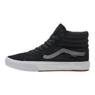 Side view of Vans BMX Sk8-Hi showing suede and canvas upper, DURACAP™ reinforcement, and Wafflecup™ sole designed for grip, support, and durability