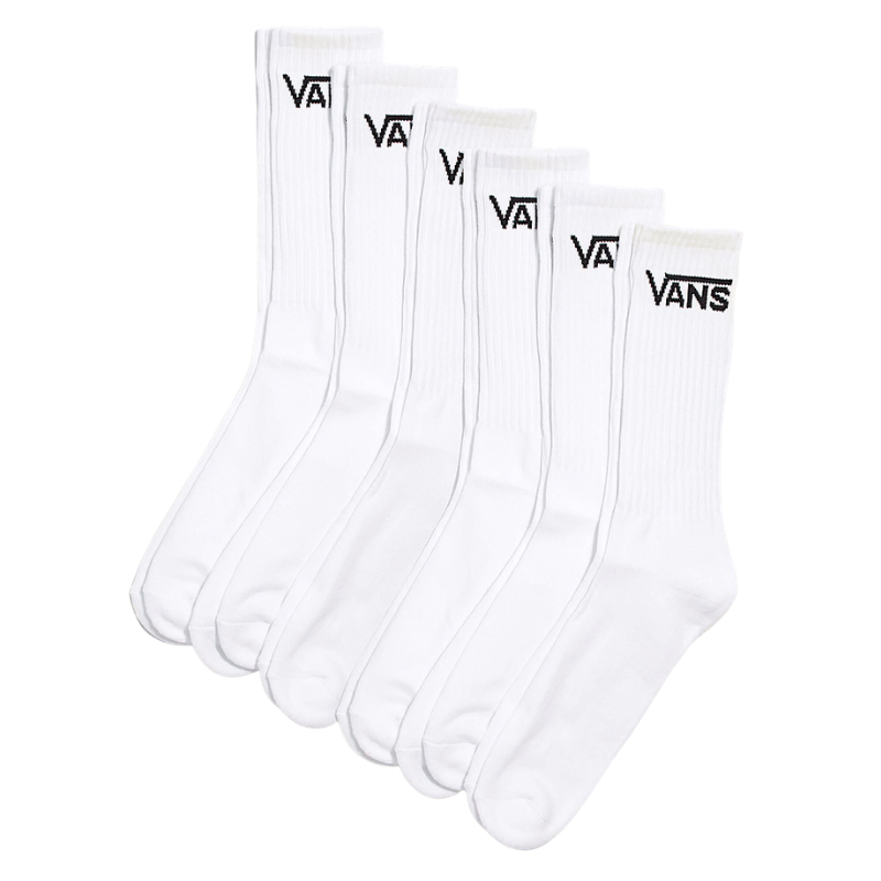 All white Vans Classic Crew Socks 6-pack with ribbed crew fit and cotton blend fabric for everyday comfort and durability. Shop Tactical Distributors.