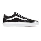 Vans Old Skool Shoe in Black and White featuring the iconic side stripe, suede and canvas upper, and classic low-top skate silhouette.