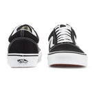 Rear view of Vans Old Skool Shoes in Black and White displaying the classic Vans heel tab and durable vulcanized construction.