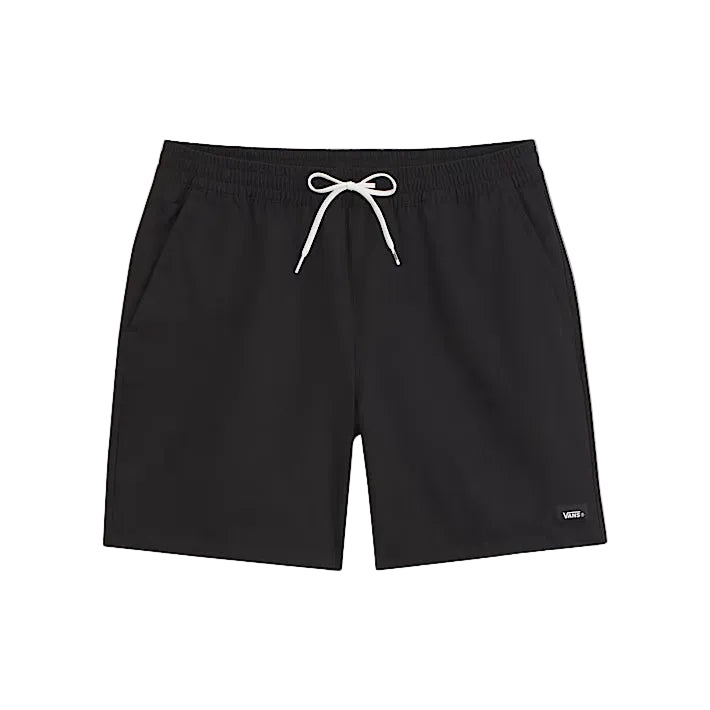 Black Vans Range Sport Shorts with lightweight performance construction, drawcord waistband, and moisture-shedding DWR treatment.