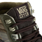 Close-up of the Vans Sk8-Hi GORE-TEX Insulated Shoe in Green Brown highlighting the lace system, durable materials, and MTE all-weather construction.
