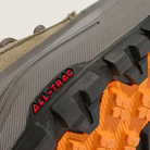 Close-up of the Vans Sk8-Hi GORE-TEX Insulated Shoe in Khaki Brown featuring the All-Trac outsole designed for grip on wet, icy, and uneven terrain.