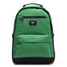 Front view of the Vans Startle Backpack in Pine Forest Green, a 21L off-duty backpack with laptop sleeve and organized storage for work, school, or travel