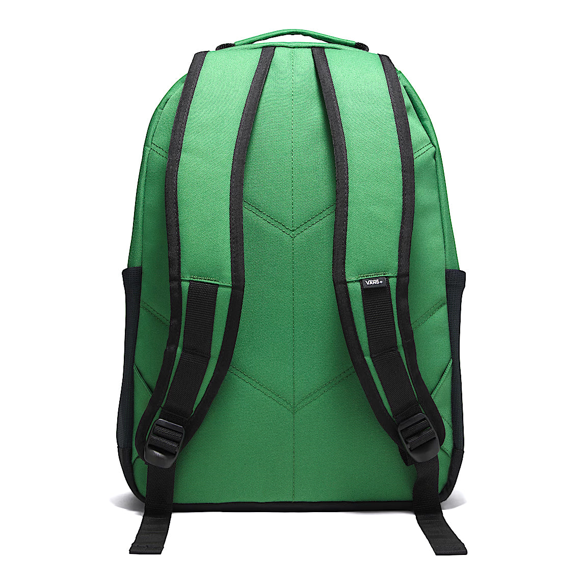 Back panel and shoulder strap detail on the Vans Startle Backpack in Pine Forest Green, designed for all-day comfort and off-duty carry versatility