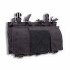 Velocity Systems Quad 5.56 SwiftClip Placard GP in Black front product photo, modular 5.56 mag placard with four rifle magazine slots and three general purpose admin pouches designed for SwiftClip plate carrier integration and streamlined tactical setups