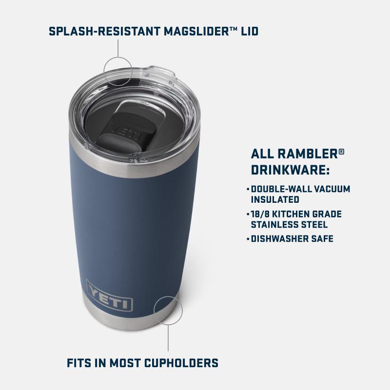 YETI Rambler 20 oz Tumbler | Durable Stainless Steel Insulated Cup