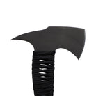 Action-ready WK Combat Axe with walnut cord sculpted handle, designed for military and law enforcement breaching and close quarters use.