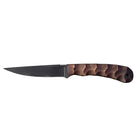 Winkler WK Operator Knife walnut sculpted version showing ergonomic contoured wood grip, thumb index file work, and black oxide 80CrV2 steel blade designed for combat utility, bushcraft, and professional duty carry