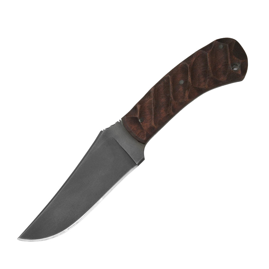 Winkler Knives Belt Knife Walnut Sculpted featuring 4.5 inch 80CrV2 black oxide blade and ergonomic sculpted walnut handle for tactical and outdoor use