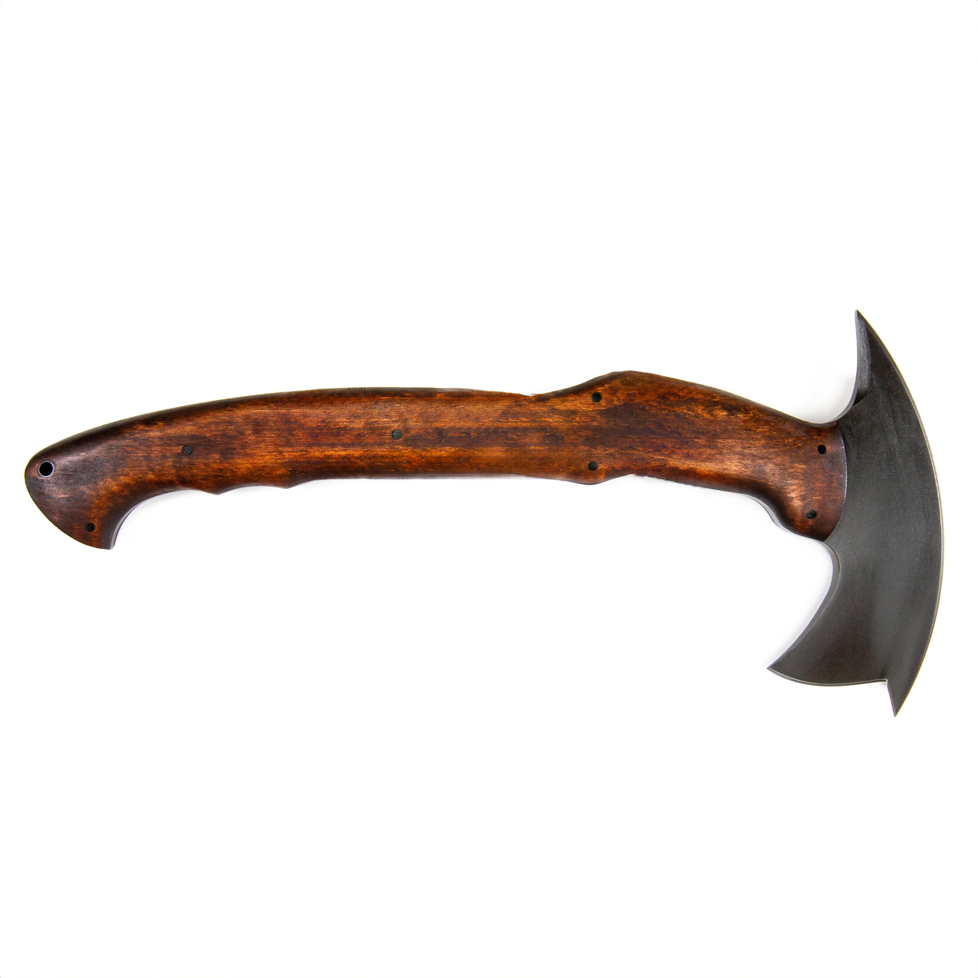 Side profile of Winkler RnD Full Size Axe front spike variant showing 5.5 inch head length and black oxide combat finish