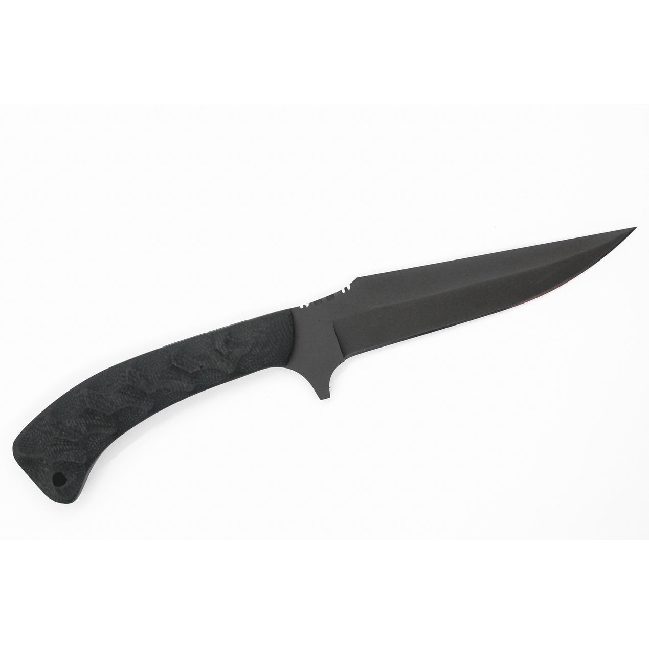 Winkler Knives Shadow Strike with sculpted black laminate handle and skeletonized tang offering improved grip texture for field use and concealed EDC