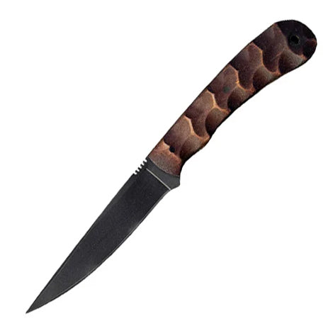 Winkler WK Operator Knife with sculpted walnut handle and 4 inch 80CrV2 black oxide blade featuring full tapered tang construction built for tactical field use, survival, and concealed fixed blade everyday carry