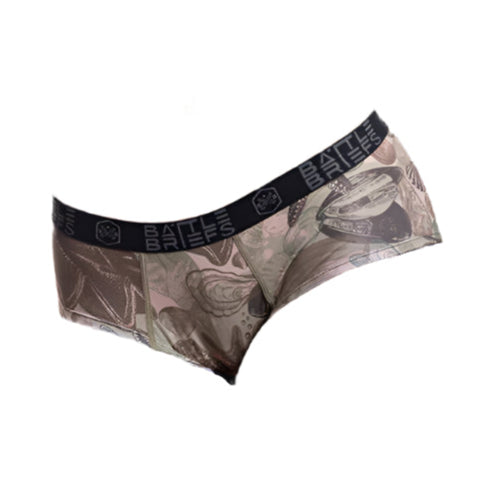 Multi-Clam Camo edition of Women’s Battle Briefs featuring a playful oyster shell take on traditional Multicam, built with breathable, stretch fabric for all-day tactical performance.