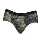 Woodland Rose edition of Women’s Battle Briefs blending classic camo with floral accents, designed with no-ride fit, flat-lock seams, and moisture-wicking stretch fabric.