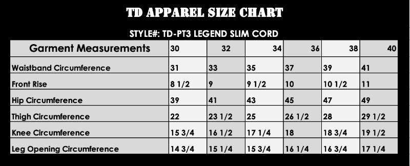 TD Legend Slim Cord Pants Apparel TD Apparel 