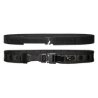 Inner and outer black belts with buckles on a white background