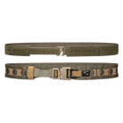 Ranger Green inner and outer tactical belts with buckles on a white background