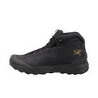 Black hiking boot with Arc'teryx Dead Bird brand logo on a white background