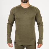 MTHD Merino Mid Weight Henley Top L1 Base Layer Top MTHD Burnt Olive Small 