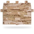 Crye Precision AVS Detachable Flap MOLLE in MultiCam Arid featuring a lightweight front panel design with three rows of MOLLE webbing for customizable pouch and accessory mounting on AVS and JPC plate carriers.