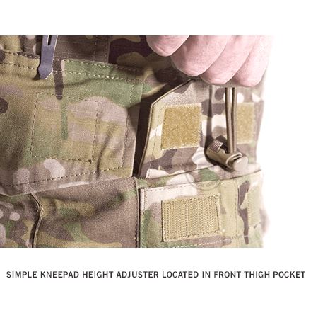 Detail view of the Crye Precision G3 Combat Pants internal knee height adjustment system for precise knee pad positioning.