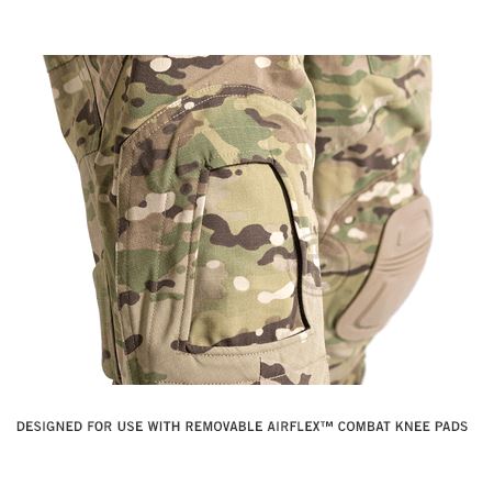 Close-up of the Crye Precision G3 Combat Pants integrated knee pad compartment designed for use with Crye AIRFLEX Combat Knee Pads.