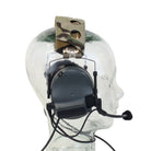 Side view of Ferro Concepts Comms Pad installed on tactical headset demonstrating slim profile, breathable construction, and improved comfort