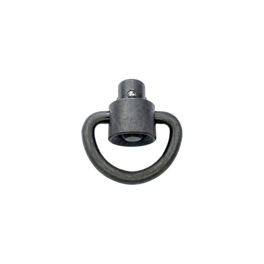 Ferro Concepts D Loop QD Swivel for 1 inch webbing slings featuring flush push button release and heavy duty steel construction