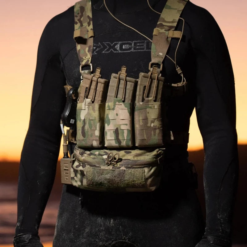 Ferro Concepts Mini Dangler attached to plate carrier demonstrating streamlined storage for medical gear, tools, and mission essential equipment
