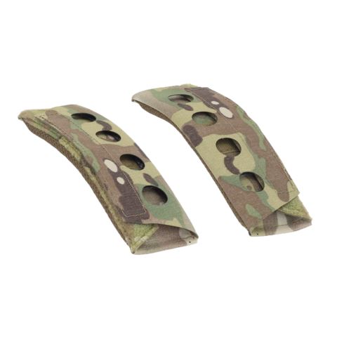 Ferro Concepts Shoulder Pads in Multicam | 2" strap-compatible comfort pads with foam padding, spacer mesh, and cable passthroughs for hydration tubes and comms