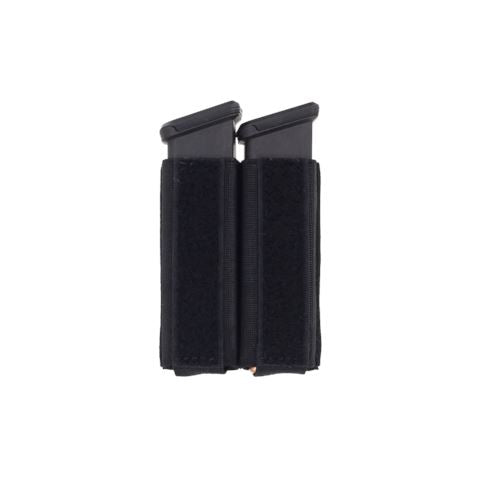 Ferro Concepts Turnover Double Pistol Black elastic magazine insert designed for secure storage of two pistol magazines inside plate carriers and cummerbunds