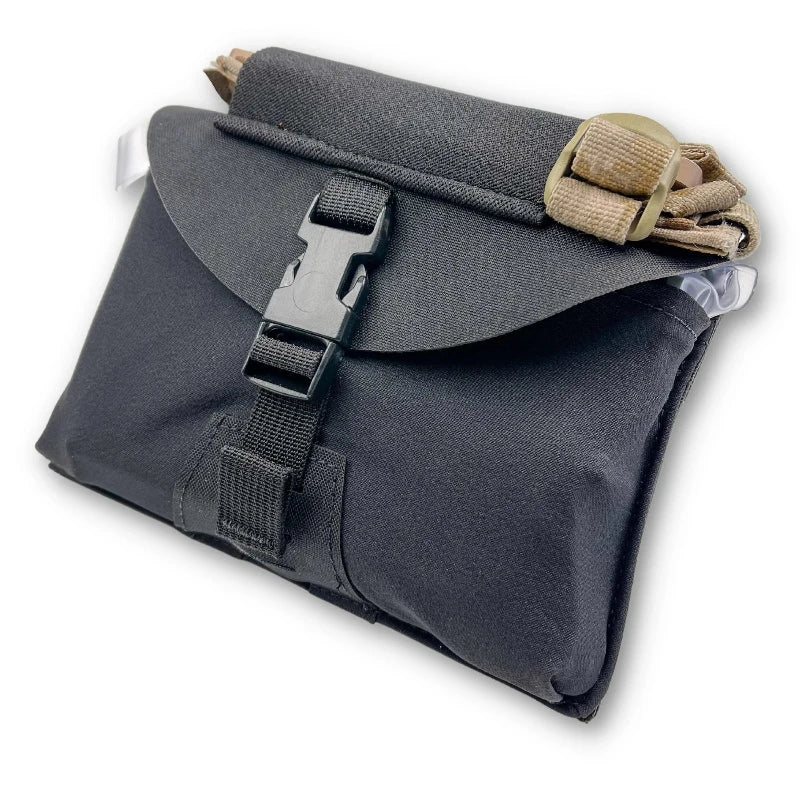 GBRS Group IFAS Individual First Aid System Pouch Black showing low profile tactical medical pouch with elastic tourniquet sleeve