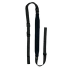 GBRS Group SBS Sling in Black displayed in a streamlined product shot, highlighting the lightweight 2.7 oz build, adjustable front and rear webbing, 16 inch Tweave neck pad, and low-profile two-point sling design for tactical rifle configurations.