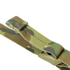 Close up detail of GBRS Group SBS Sling in Multicam camouflage showing fabric texture, reinforced stitching, and lightweight webbing construction on minimalist adjustable two point tactical rifle sling made in the USA