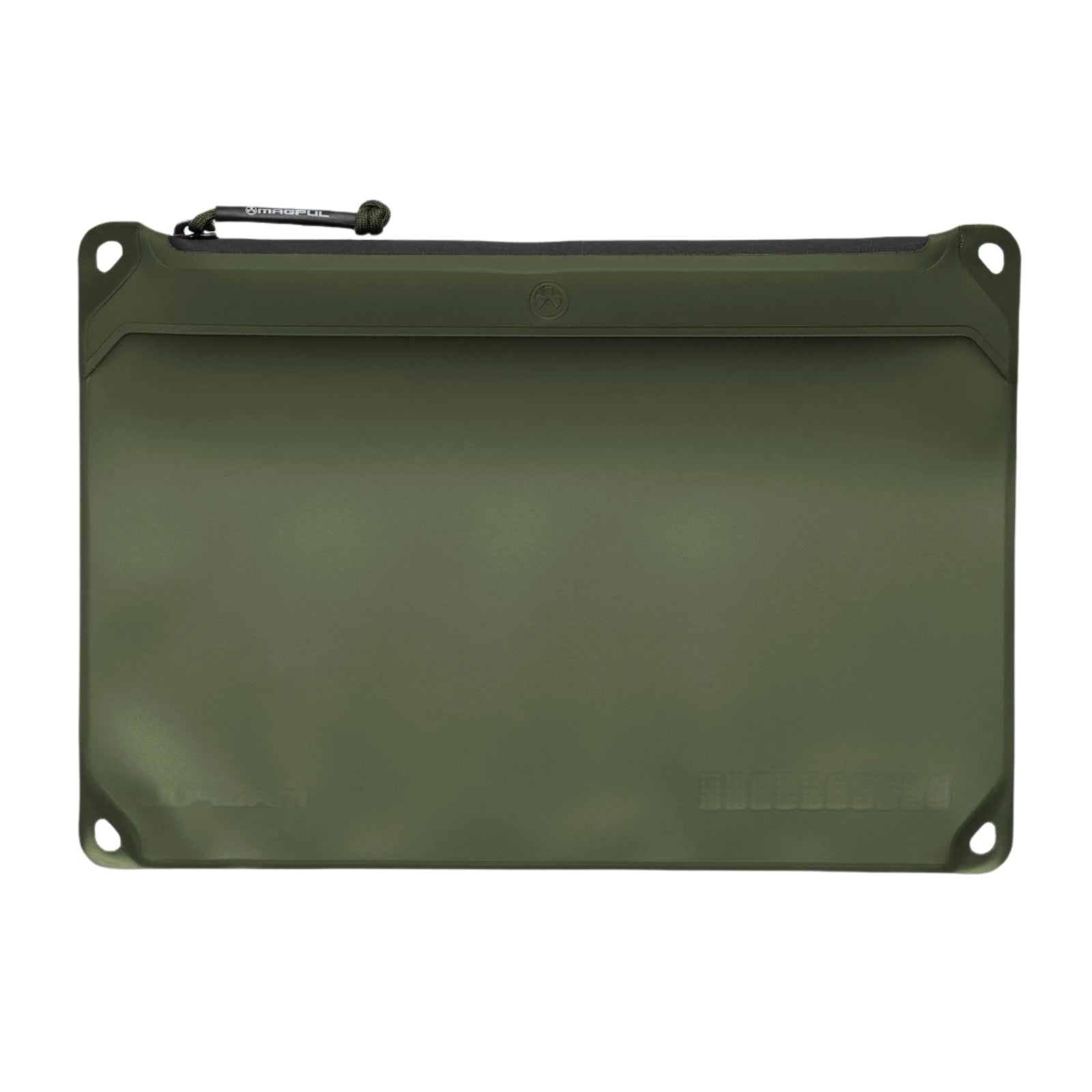 Magpul DAKA Window Pouch Large Green front view showing translucent clear window and waterproof welded construction